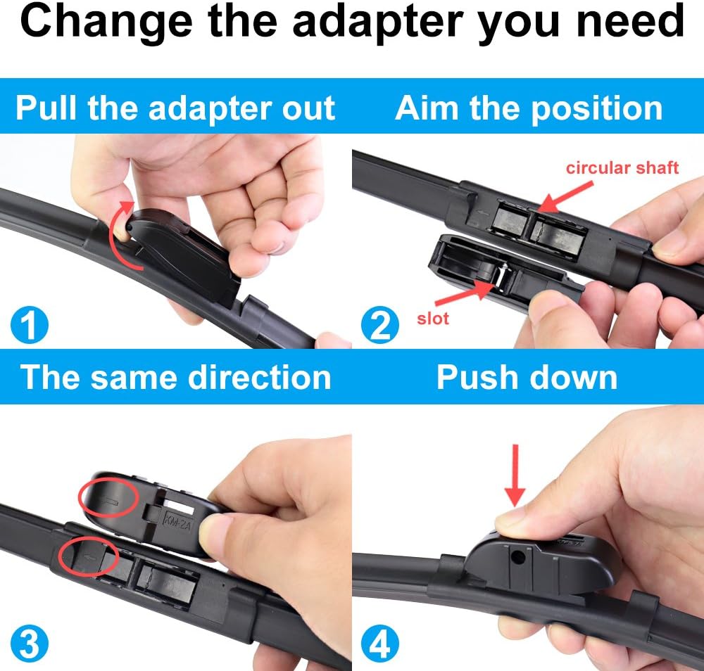 ASLAM Windshield Wipers for Audi A6/RS6/S6/Lexus RX/Enclave All-Season Blade Type-M 26"+21",Multifunctional Adapters and Refills Replaceable,Double Service Life(set of 2)