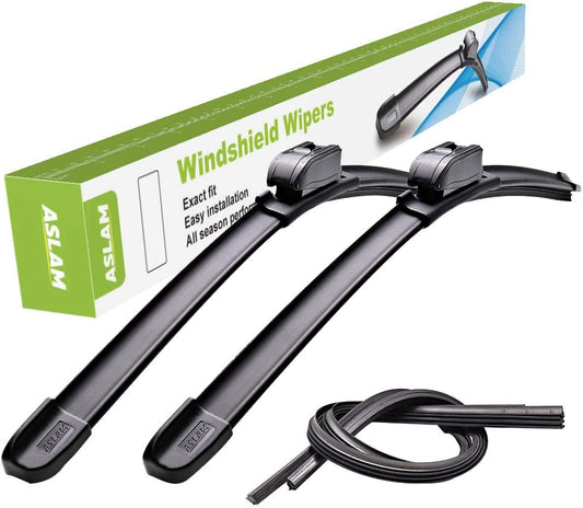 Windshield Wipers,ASLAM Type-G  Wiper Blades:All-Season Blade for Original Equipment Replacement and Refills Replaceable,Double Service Life(set of 2)