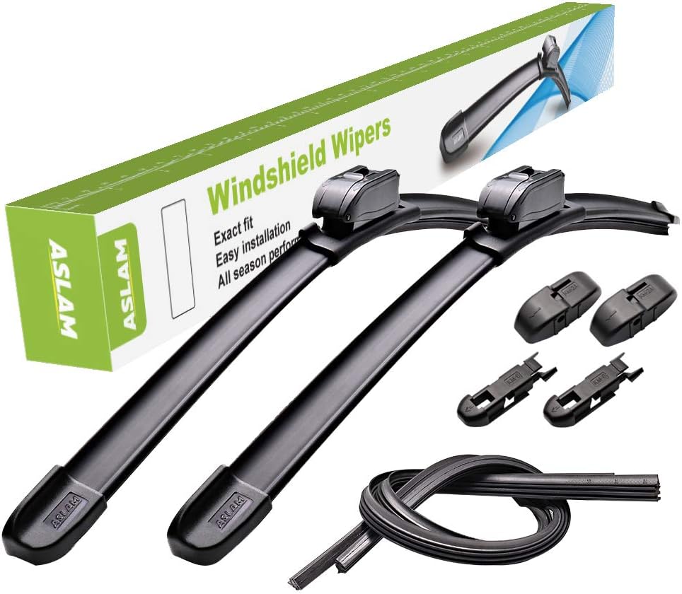 ASLAM Windshield Wipers All-Season Blade Type-M 24"+22",Multifunctional Adapters and Refills Replaceable,Double Service Life(set of 2)