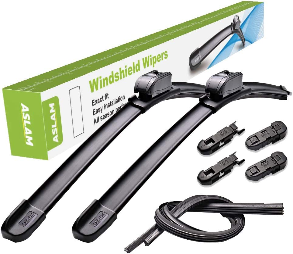 ASLAM Windshield Wipers All-Season Blade Type-M 26"+24",Multifunctional Adapters and Refills Replaceable,Double Service Life(set of 2)