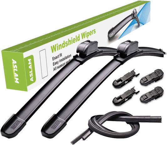 ASLAM Windshield Wipers All-Season Blade Type-M 28"+21",Multifunctional Adapters and Refills Replaceable,Double Service Life(set of 2)